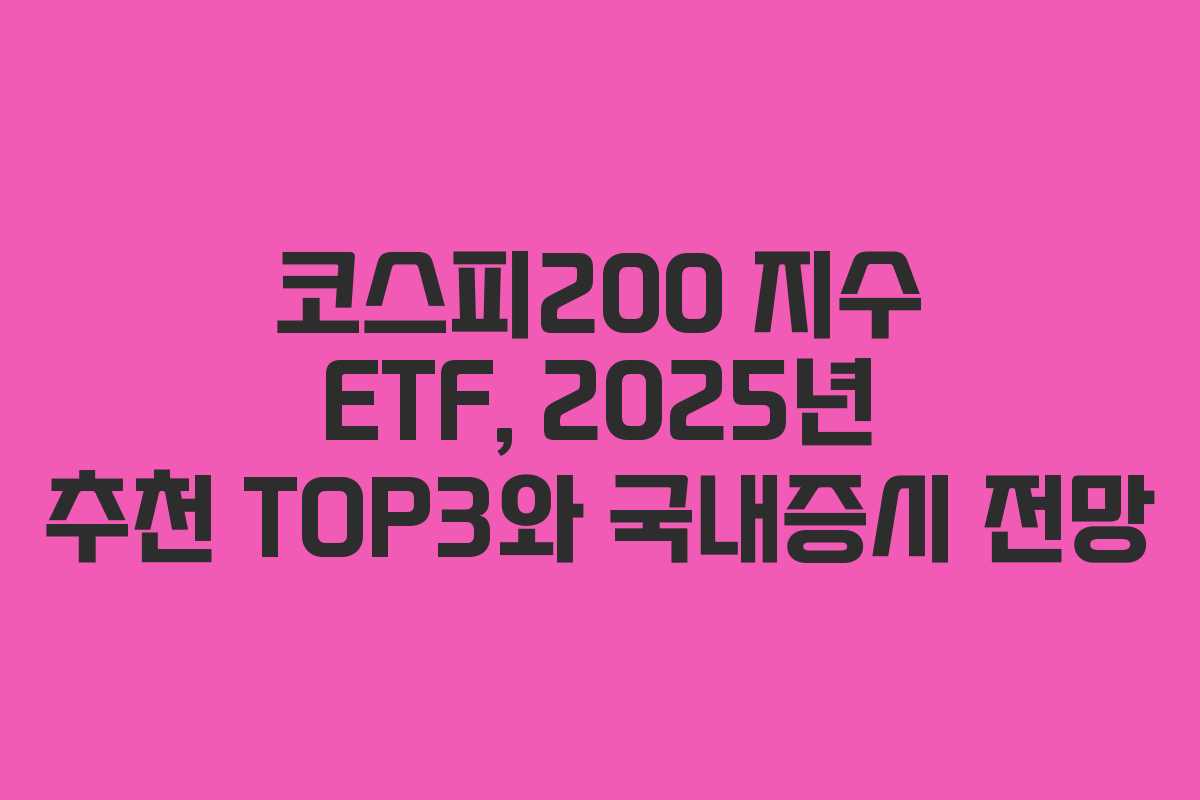 코스피200 지수 ETF, 2025년 추천 TOP3와 국내증시 전망