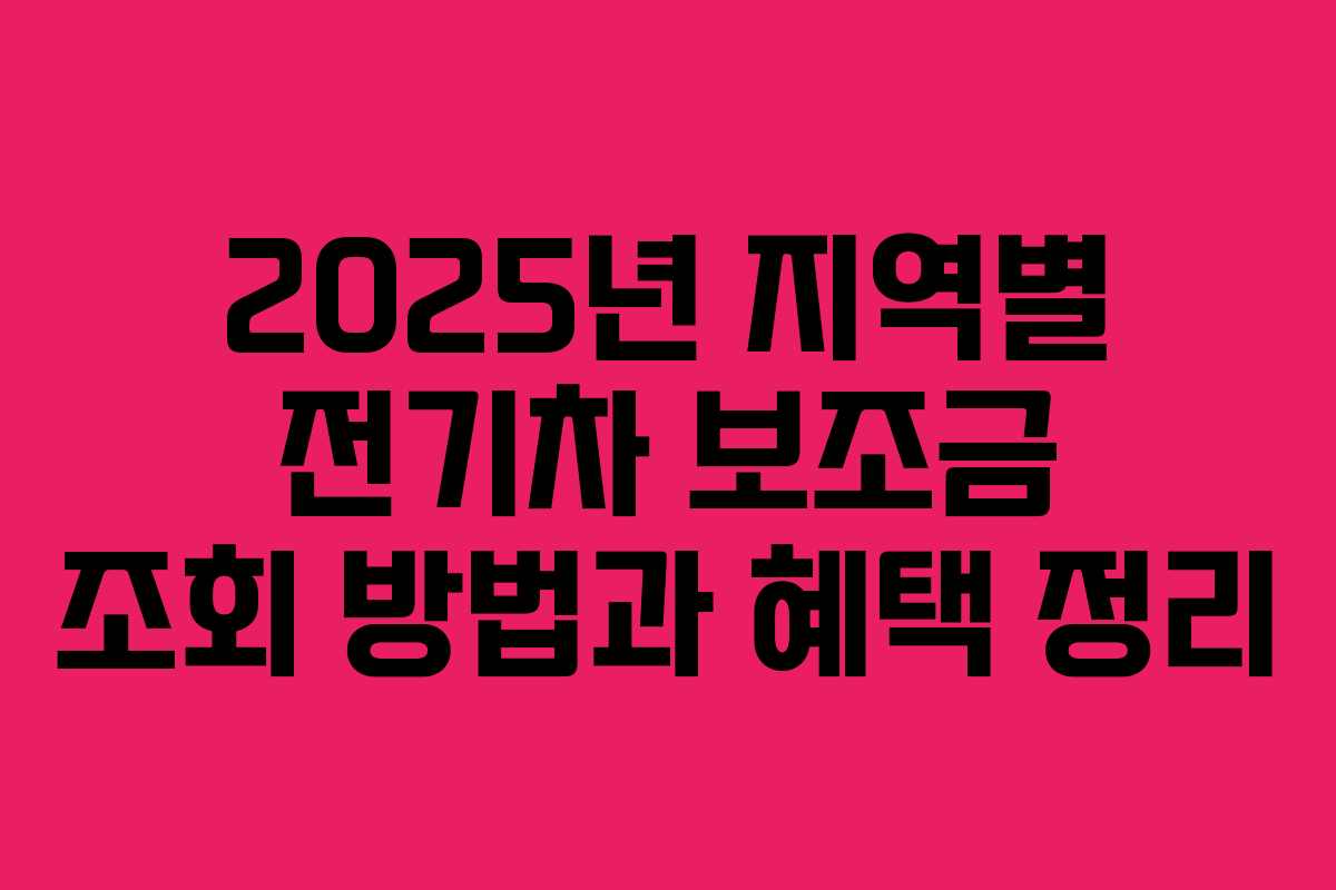 2025년 지역별 전기차 보조금 조회 방법과 혜택 정리