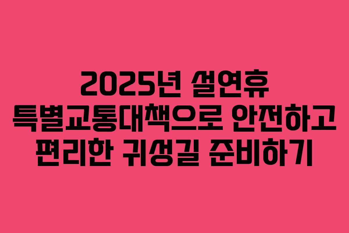2025년 설연휴 특별교통대책으로 안전하고 편리한 귀성길 준비하기