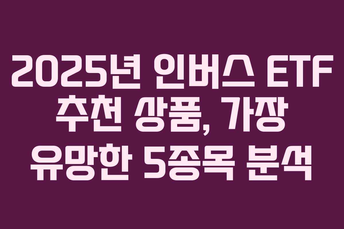 2025년 인버스 ETF 추천 상품, 가장 유망한 5종목 분석