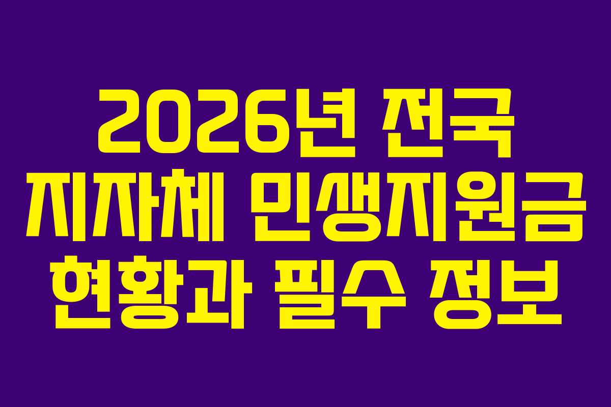 2026년 전국 지자체 민생지원금 현황과 필수 정보