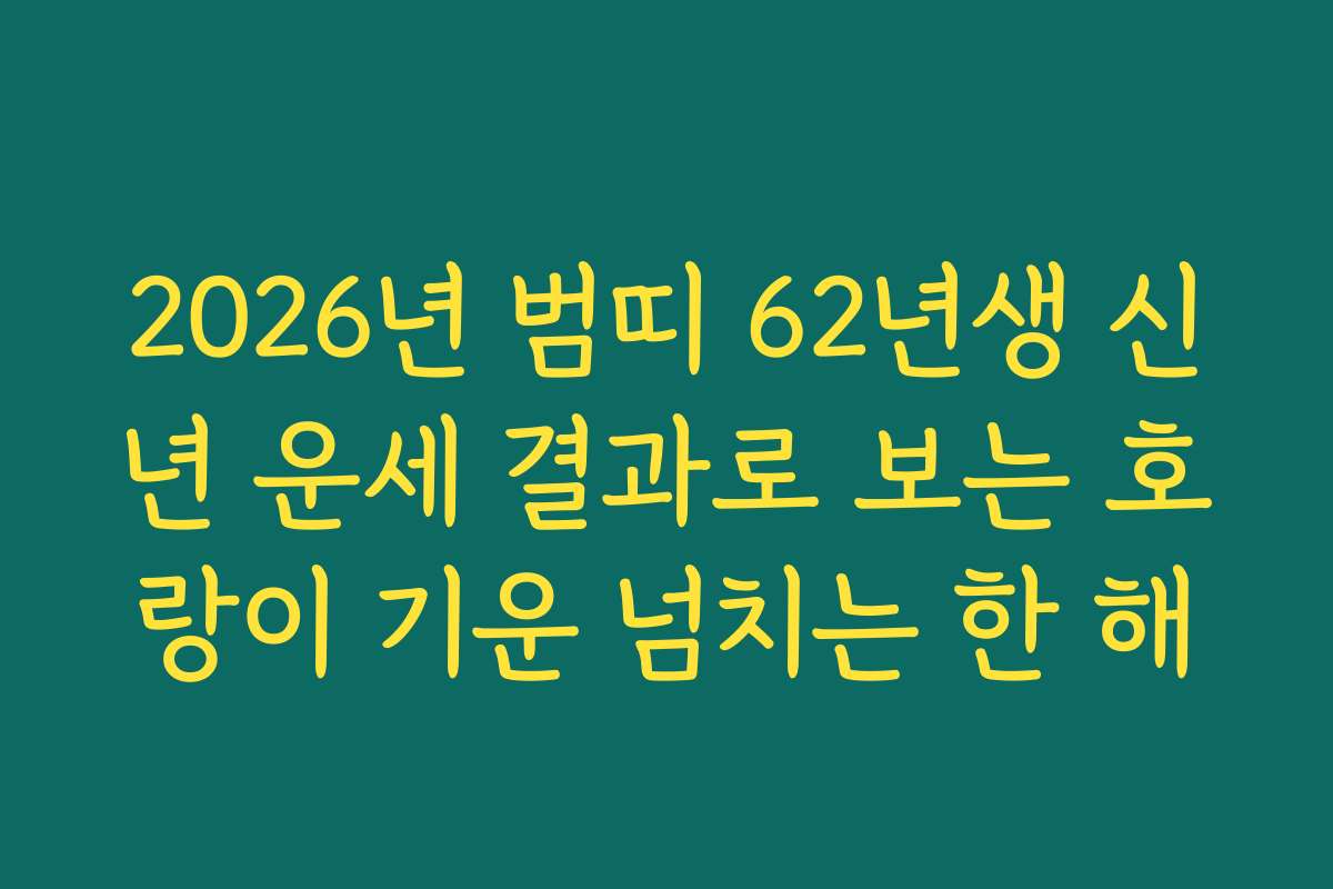 2026년 범띠 62년생 신년 운세 결과로 보는 호랑이 기운 넘치는 한 해
