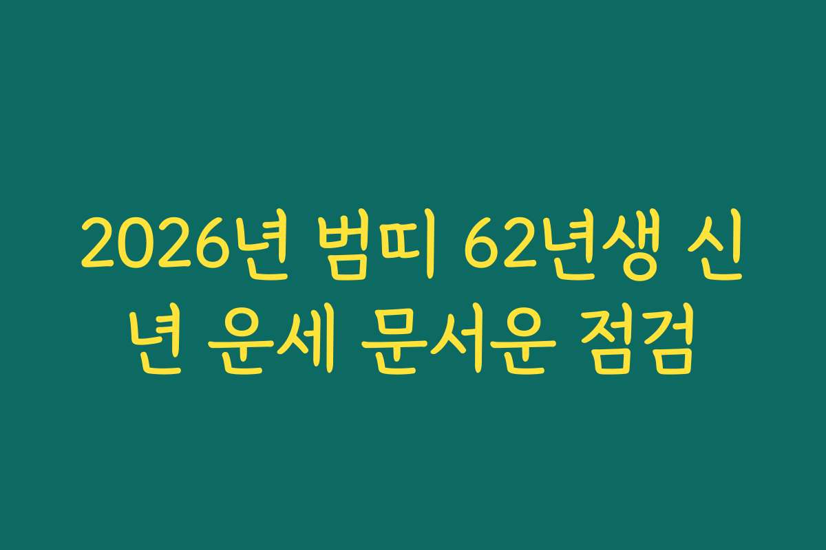 2026년 범띠 62년생 신년 운세 문서운 점검