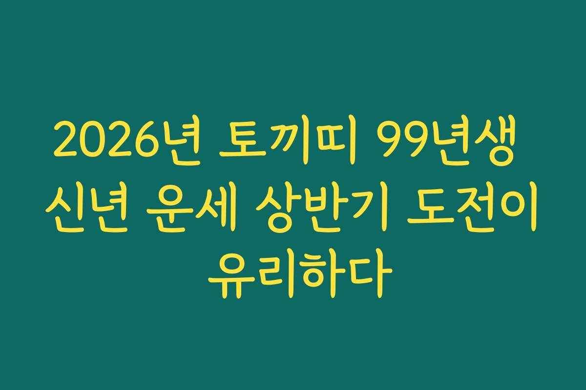 2026년 토끼띠 99년생 신년 운세 상반기 도전이 유리하다