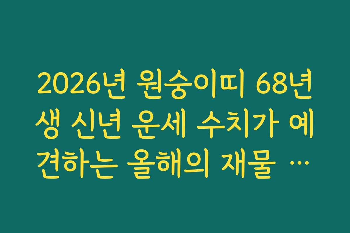 2026년 원숭이띠 68년생 신년 운세 수치가 예견하는 올해의 재물 유입 시기