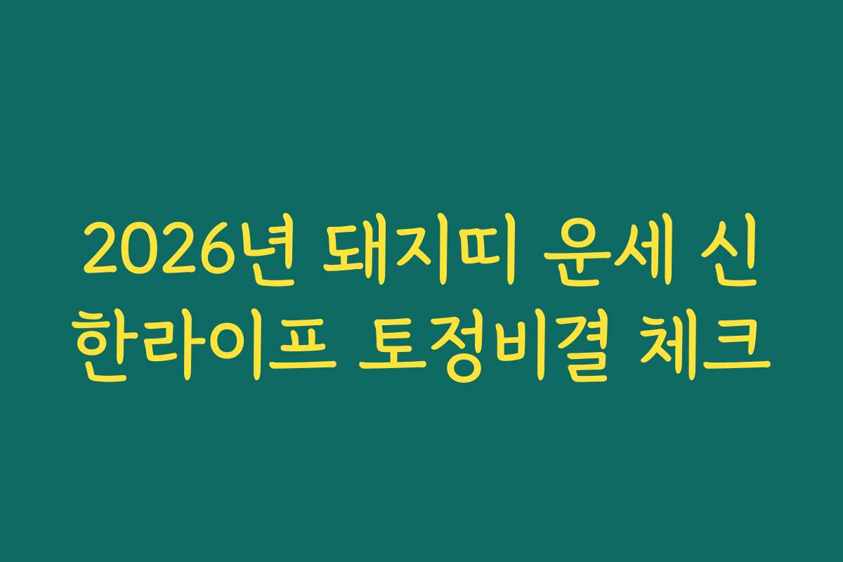 2026년 돼지띠 운세 신한라이프 토정비결 체크