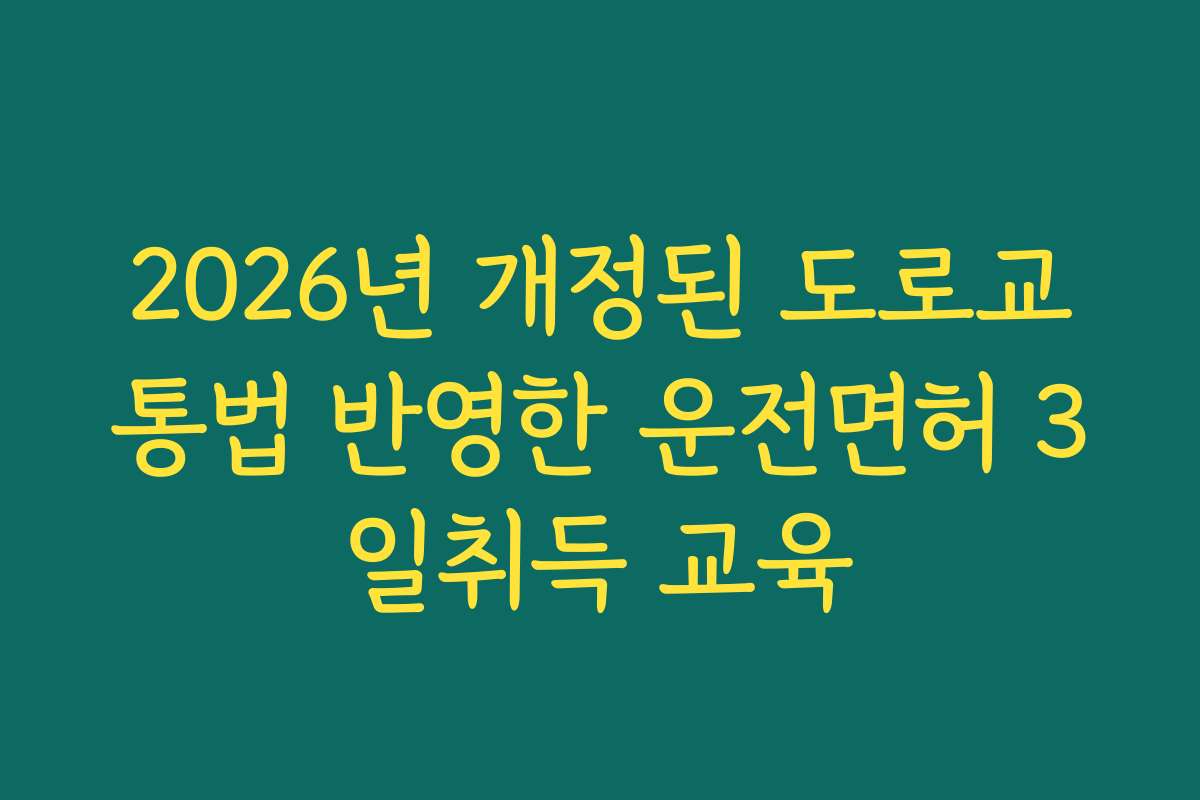 2026년 개정된 도로교통법 반영한 운전면허 3일취득 교육