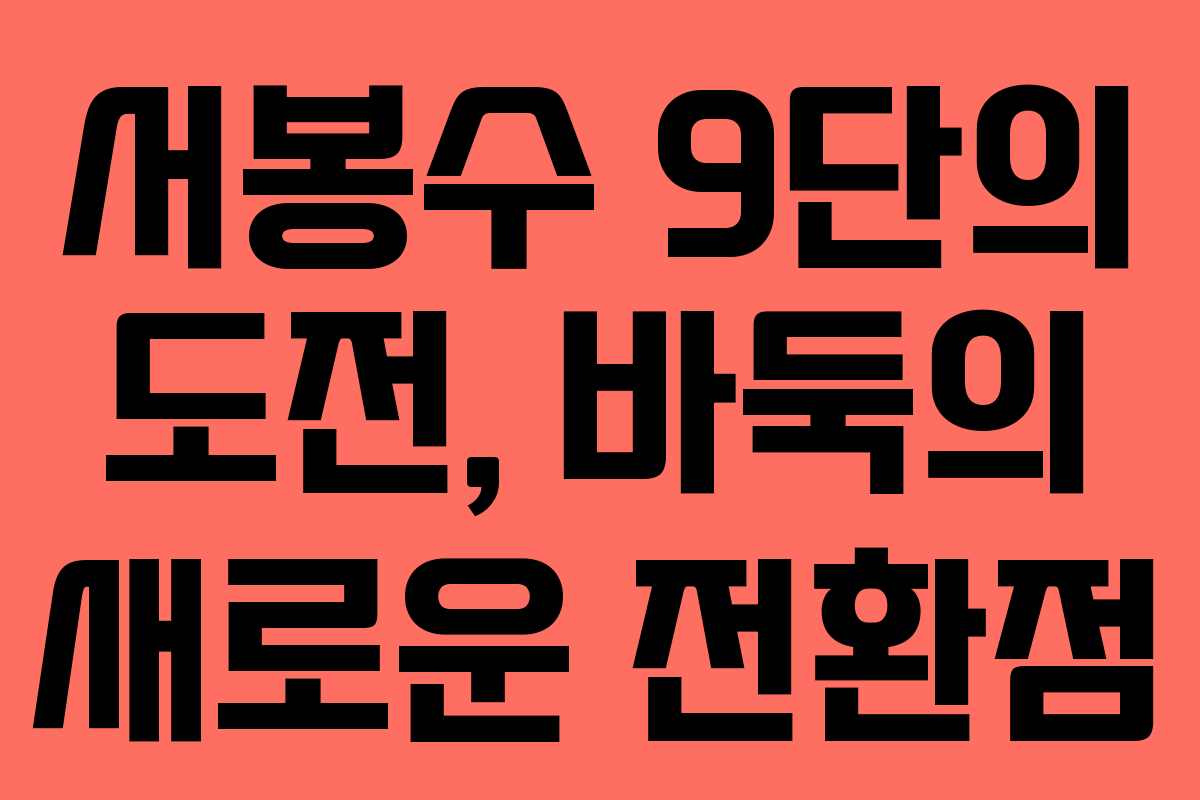 서봉수 9단의 도전, 바둑의 새로운 전환점