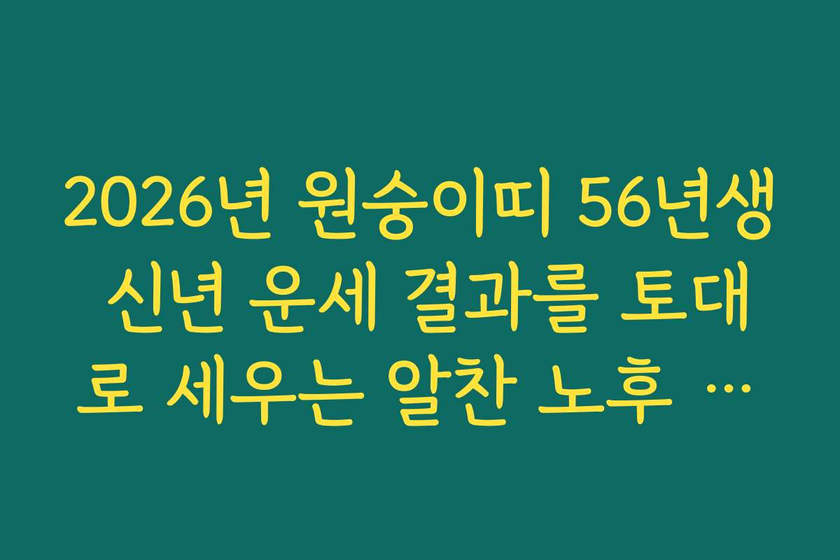2026년 원숭이띠 56년생 신년 운세 결과를 토대로 세우는 알찬 노후 계획