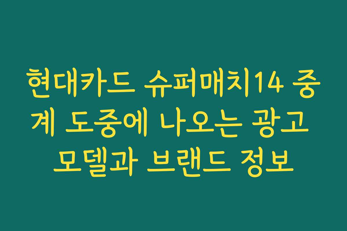 현대카드 슈퍼매치14 중계 도중에 나오는 광고 모델과 브랜드 정보
