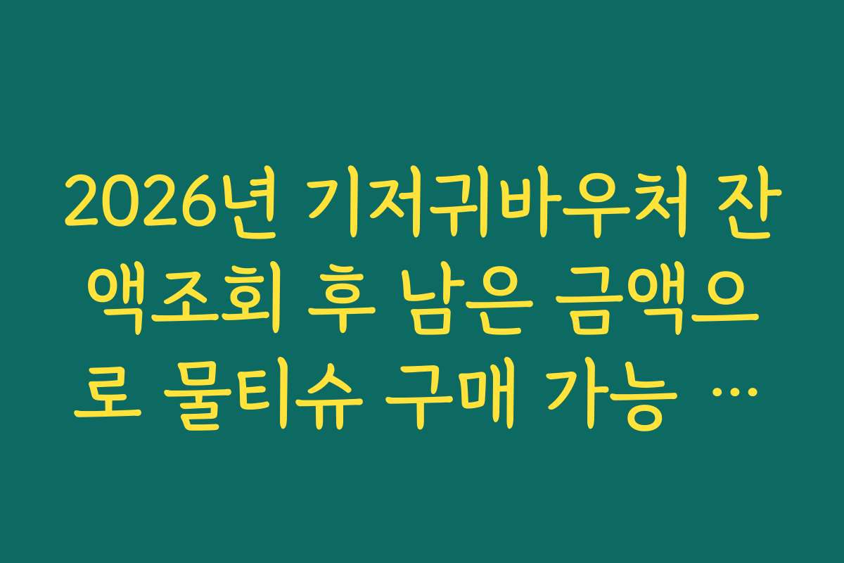 2026년 기저귀바우처 잔액조회 후 남은 금액으로 물티슈 구매 가능 여부 확인