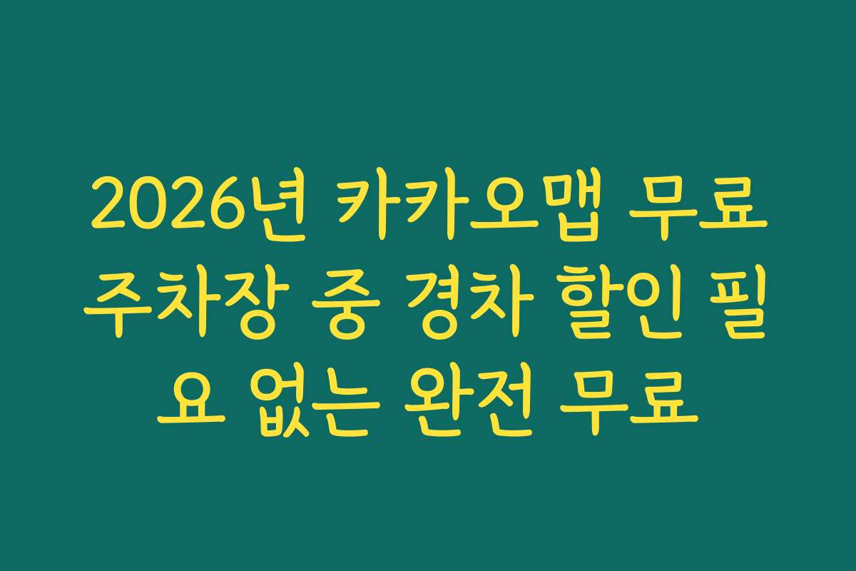 2026년 카카오맵 무료주차장 중 경차 할인 필요 없는 완전 무료