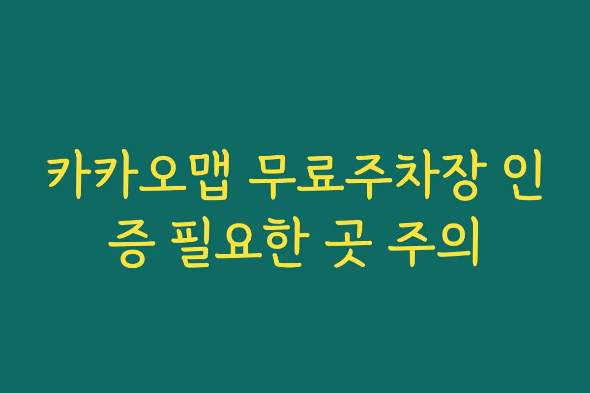 카카오맵 무료주차장 인증 필요한 곳 주의