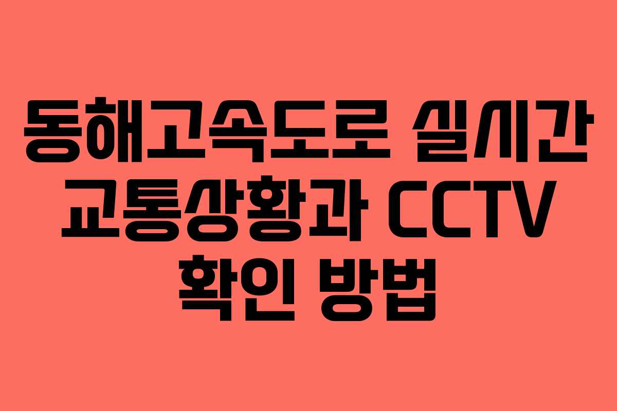 동해고속도로 실시간 교통상황과 CCTV 확인 방법