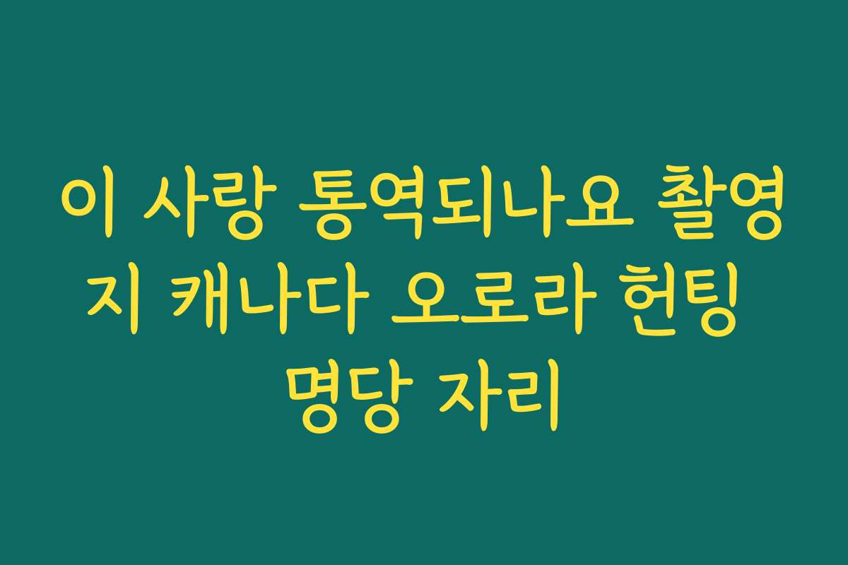 이 사랑 통역되나요 촬영지 캐나다 오로라 헌팅 명당 자리