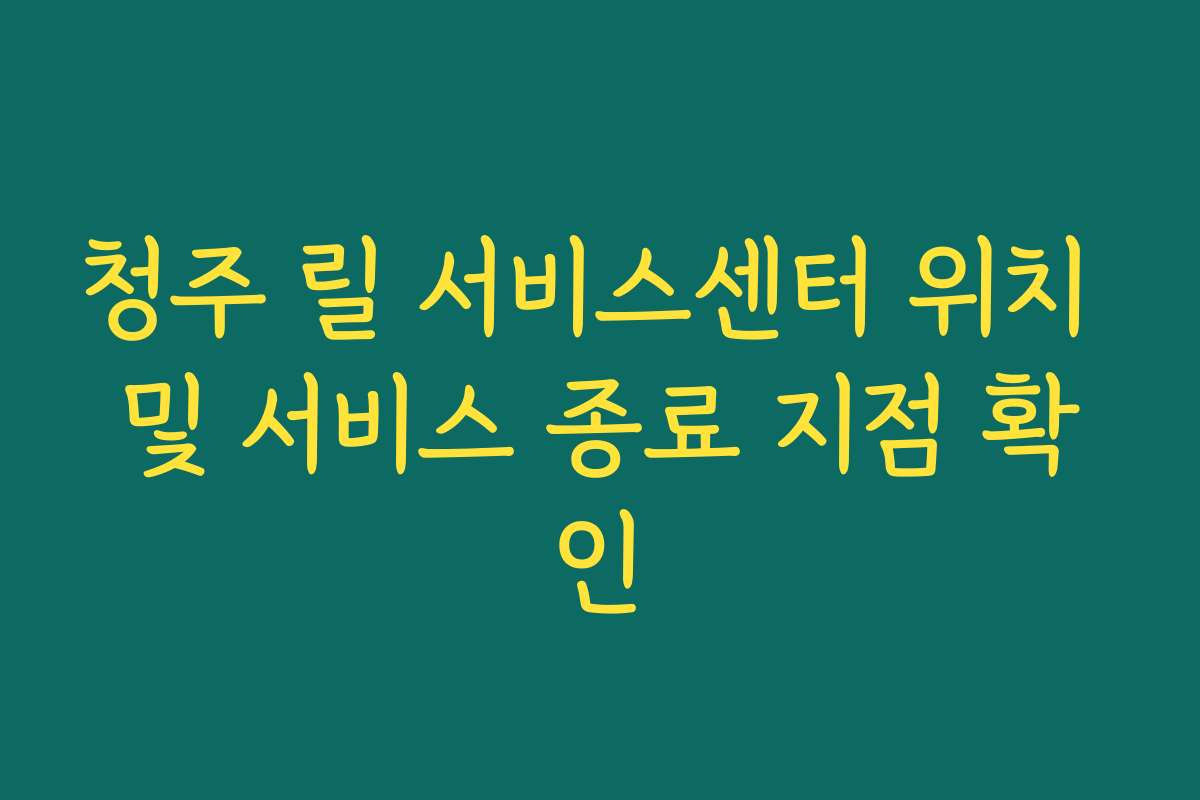 청주 릴 서비스센터 위치 및 서비스 종료 지점 확인