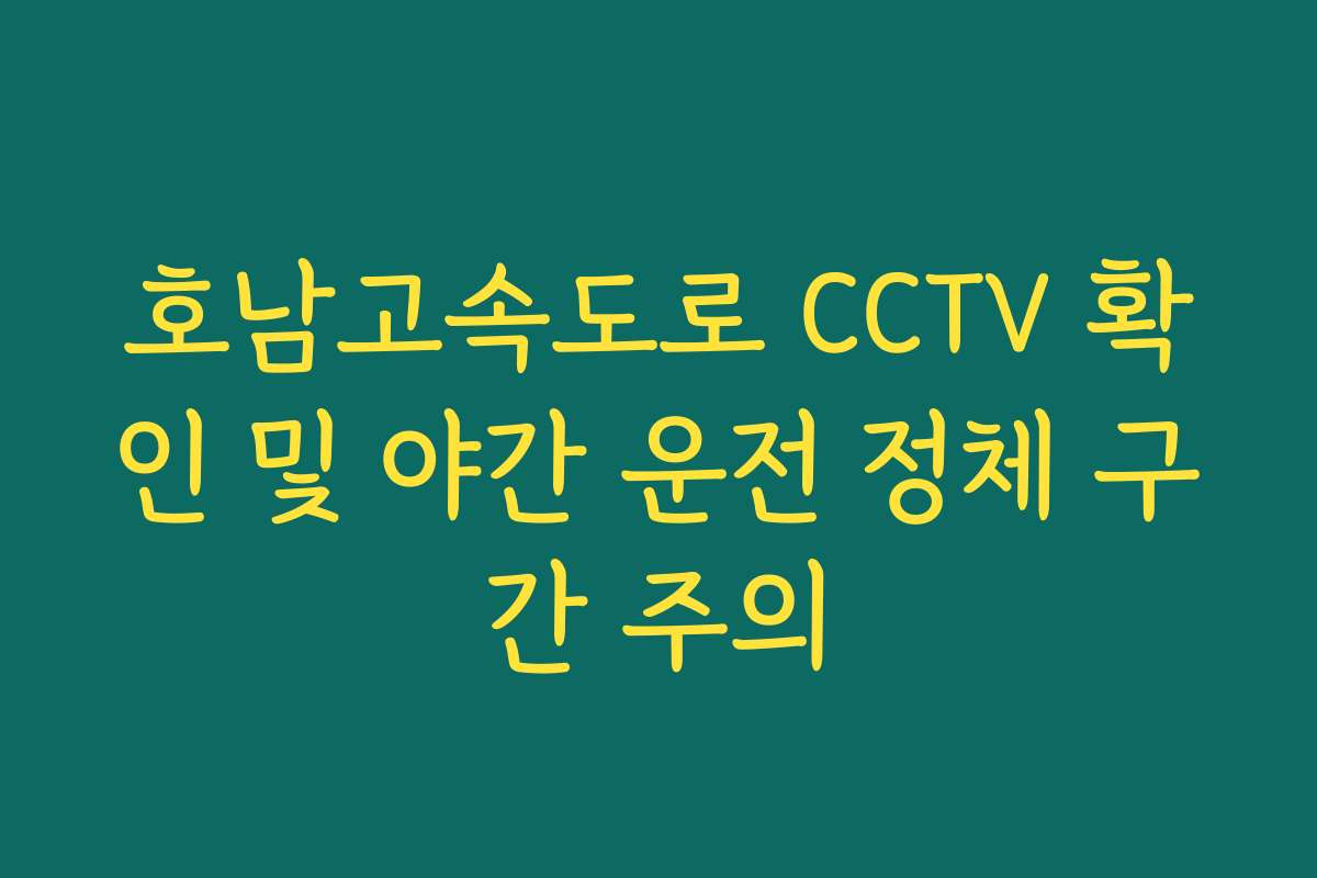 호남고속도로 CCTV 확인 및 야간 운전 정체 구간 주의
