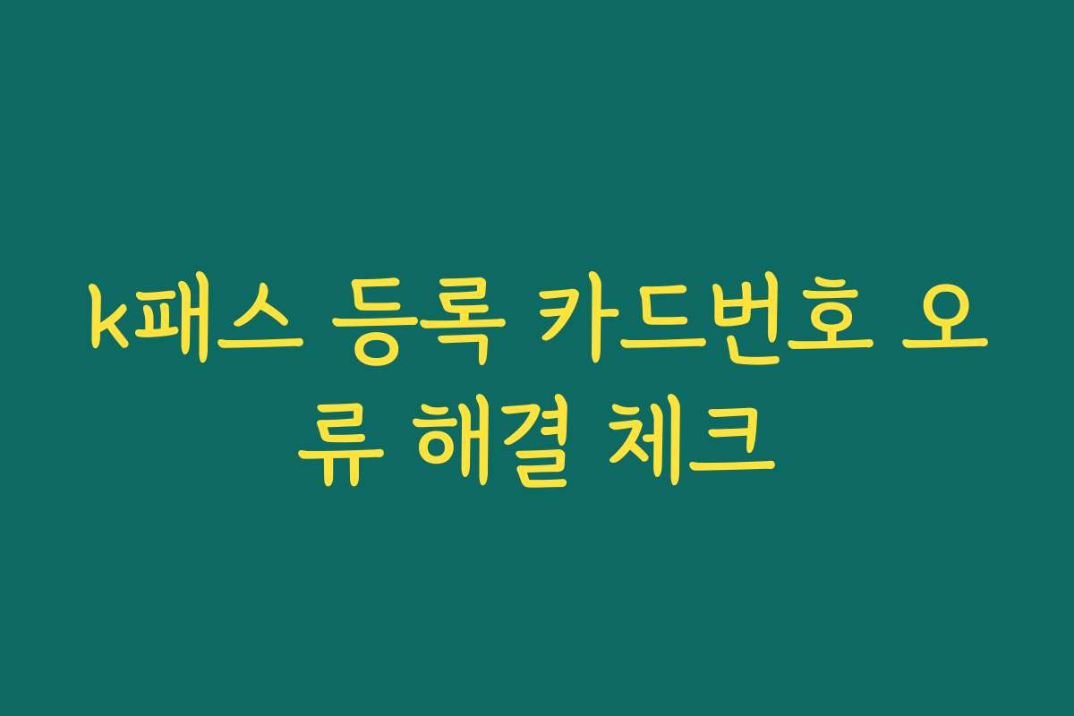 k패스 등록 카드번호 오류 해결 체크