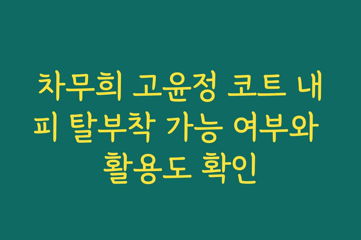 차무희 고윤정 코트 내피 탈부착 가능 여부와 활용도 확인