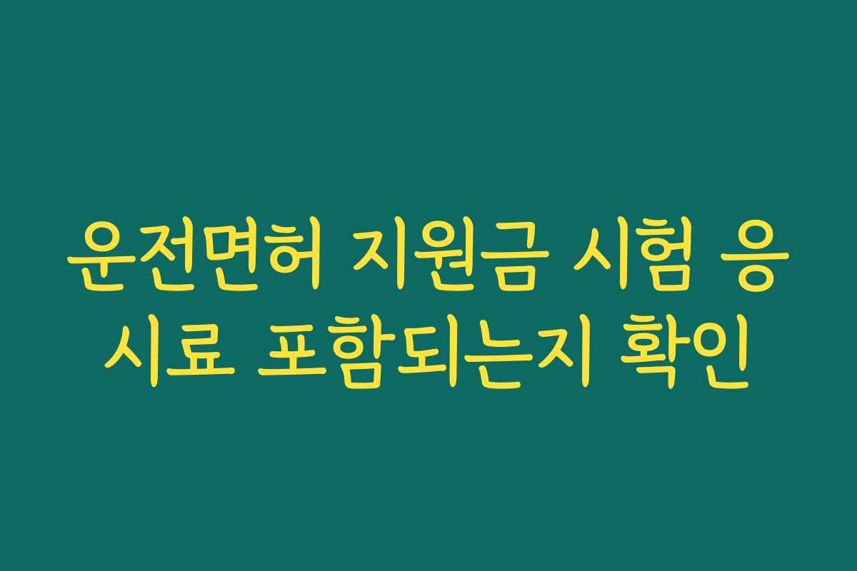 운전면허 지원금 시험 응시료 포함되는지 확인