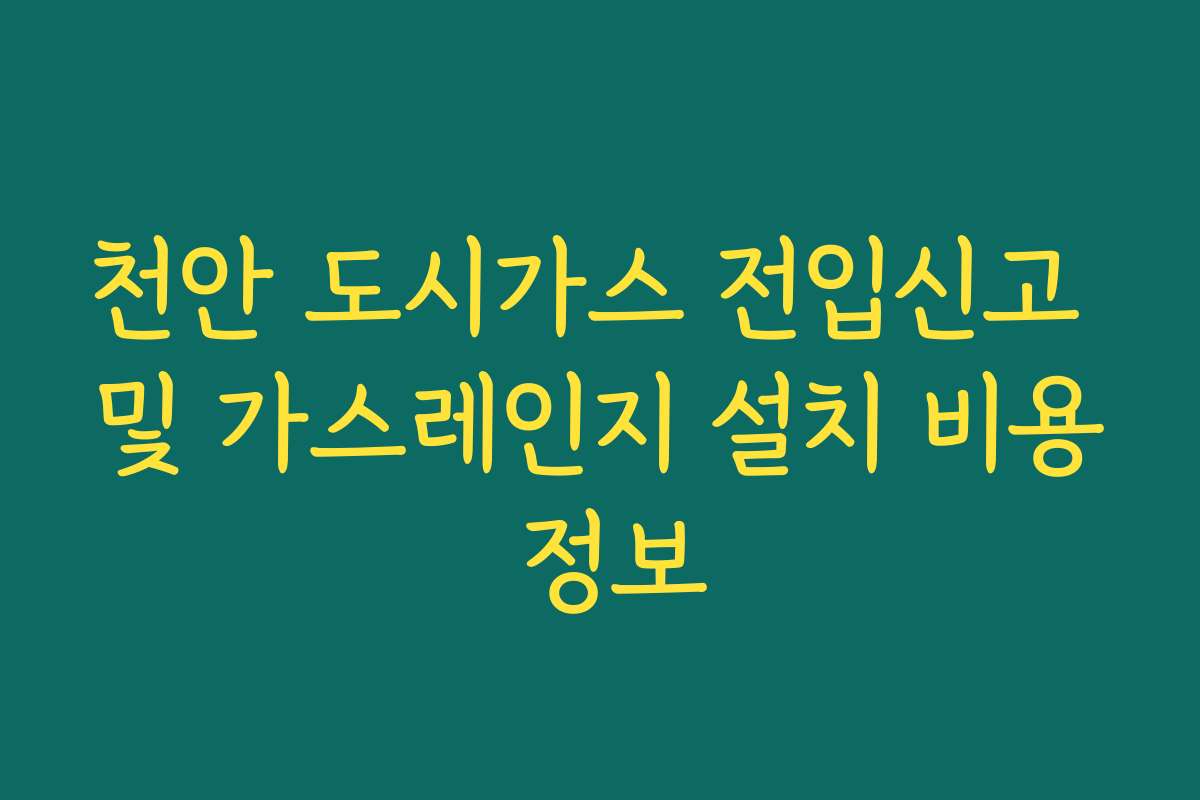 천안 도시가스 전입신고 및 가스레인지 설치 비용 정보