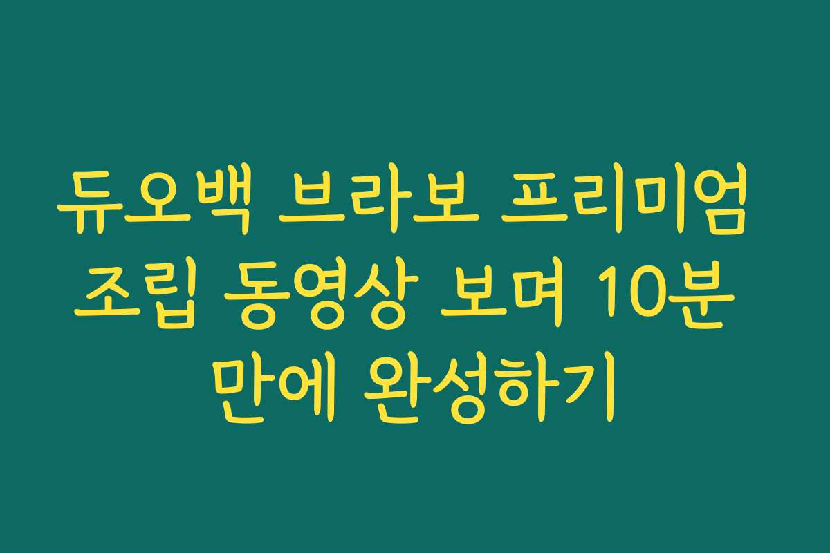 듀오백 브라보 프리미엄 조립 동영상 보며 10분 만에 완성하기