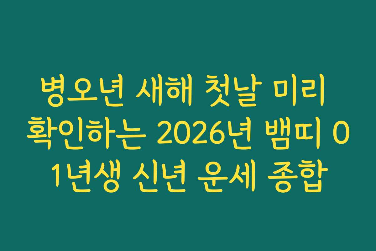 병오년 새해 첫날 미리 확인하는 2026년 뱀띠 01년생 신년 운세 종합