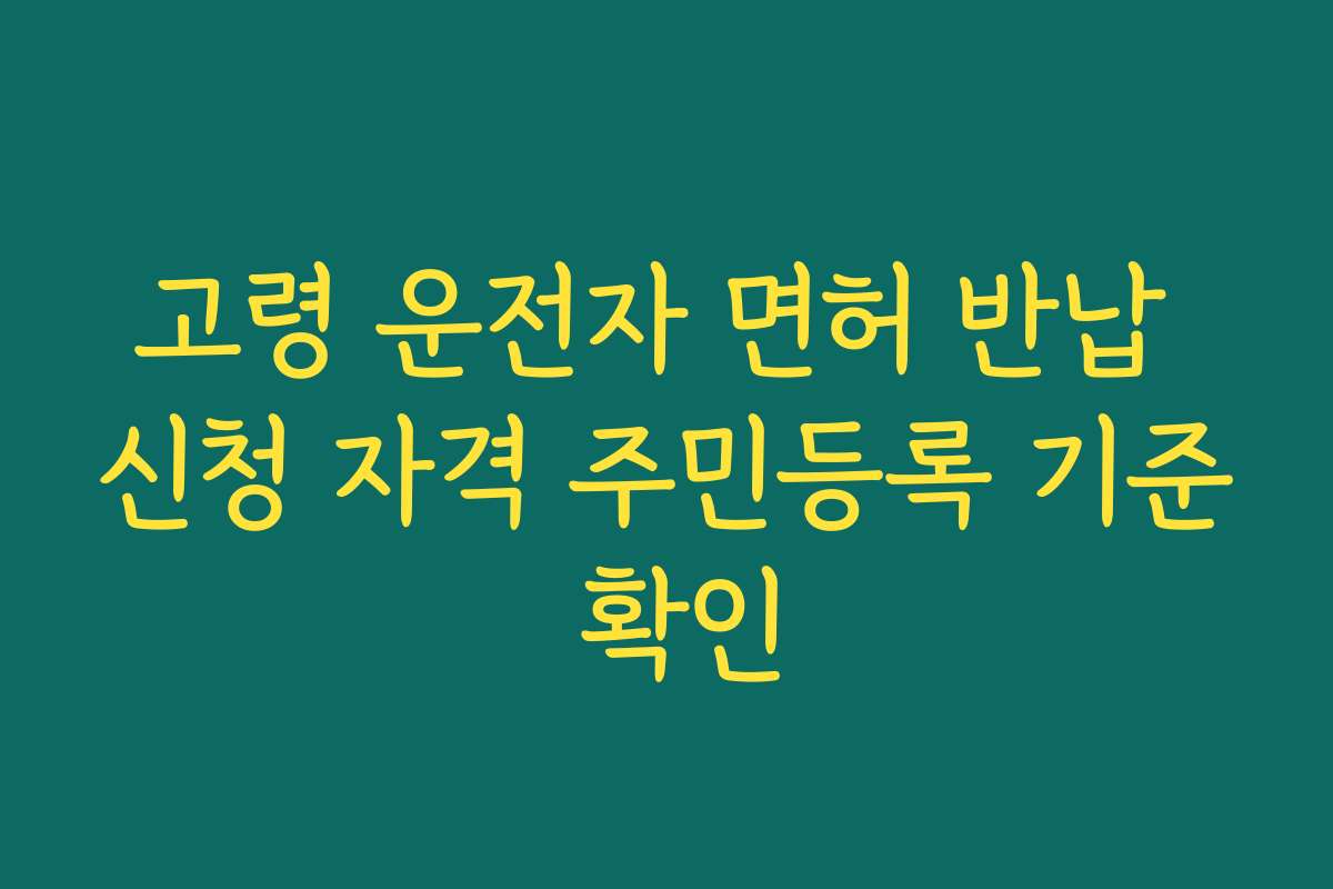 고령 운전자 면허 반납 신청 자격 주민등록 기준 확인