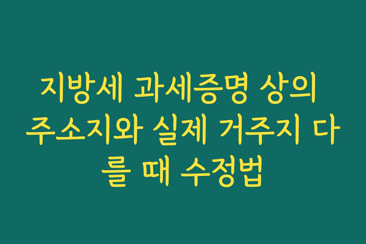 지방세 과세증명 상의 주소지와 실제 거주지 다를 때 수정법