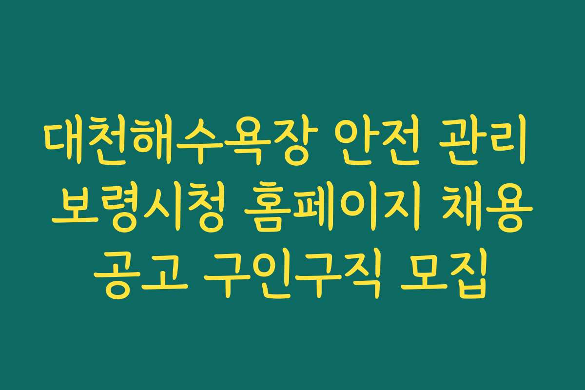 대천해수욕장 안전 관리 보령시청 홈페이지 채용공고 구인구직 모집