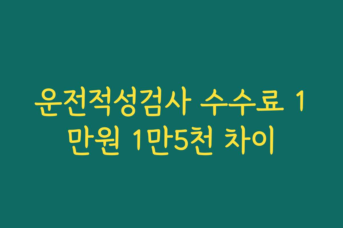 운전적성검사 수수료 1만원 1만5천 차이