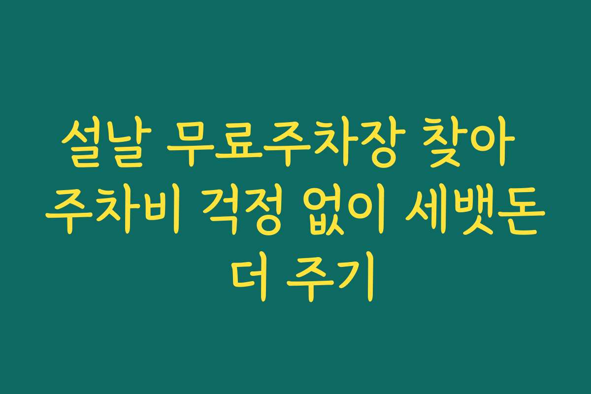 설날 무료주차장 찾아 주차비 걱정 없이 세뱃돈 더 주기