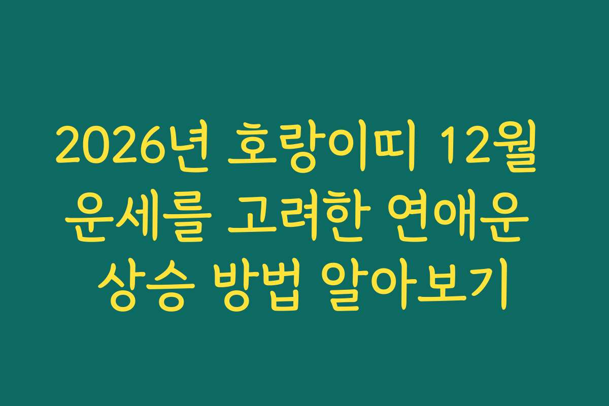 2026년 호랑이띠 12월 운세를 고려한 연애운 상승 방법 알아보기