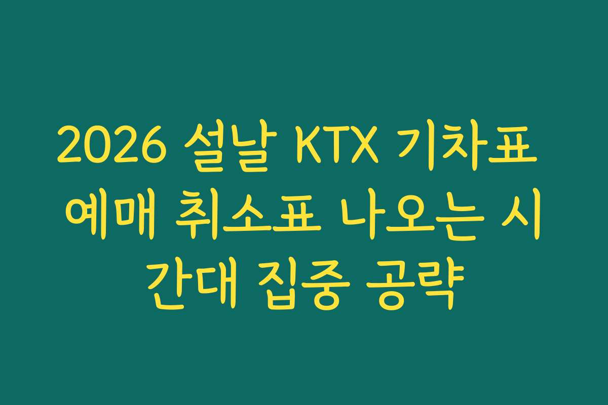 2026 설날 KTX 기차표 예매 취소표 나오는 시간대 집중 공략