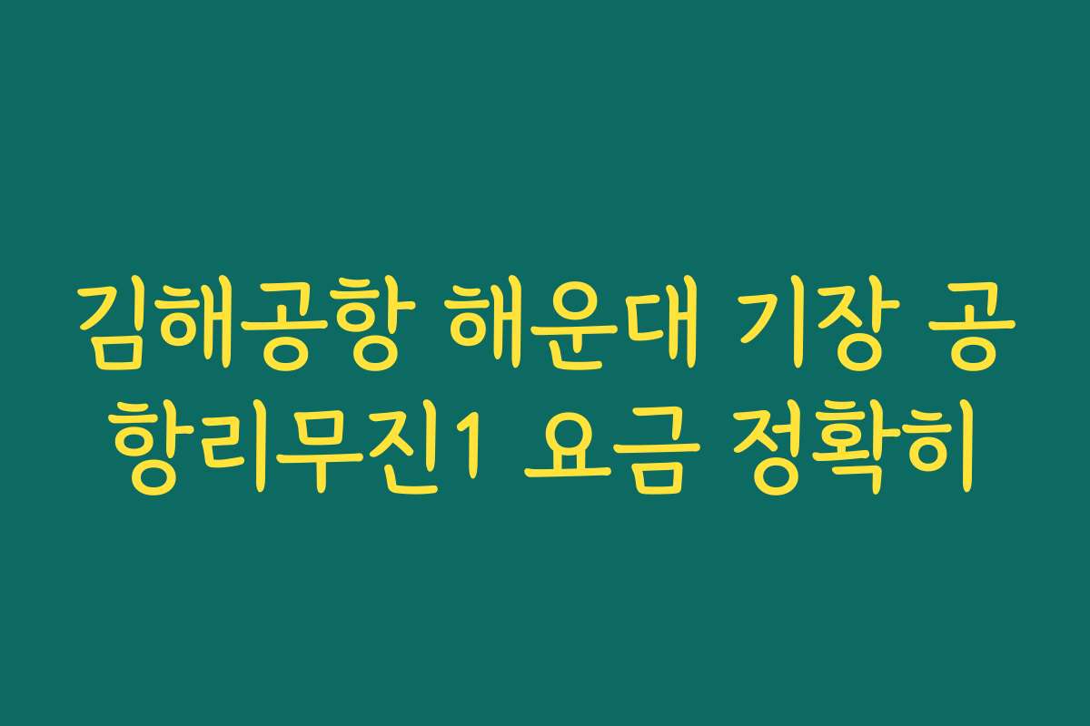 김해공항 해운대 기장 공항리무진1 요금 정확히
