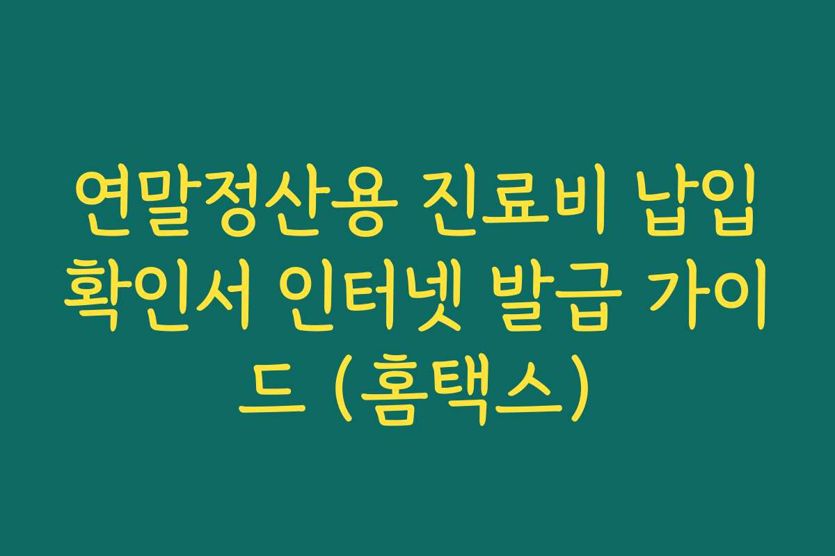 연말정산용 진료비 납입확인서 인터넷 발급 가이드 (홈택스)