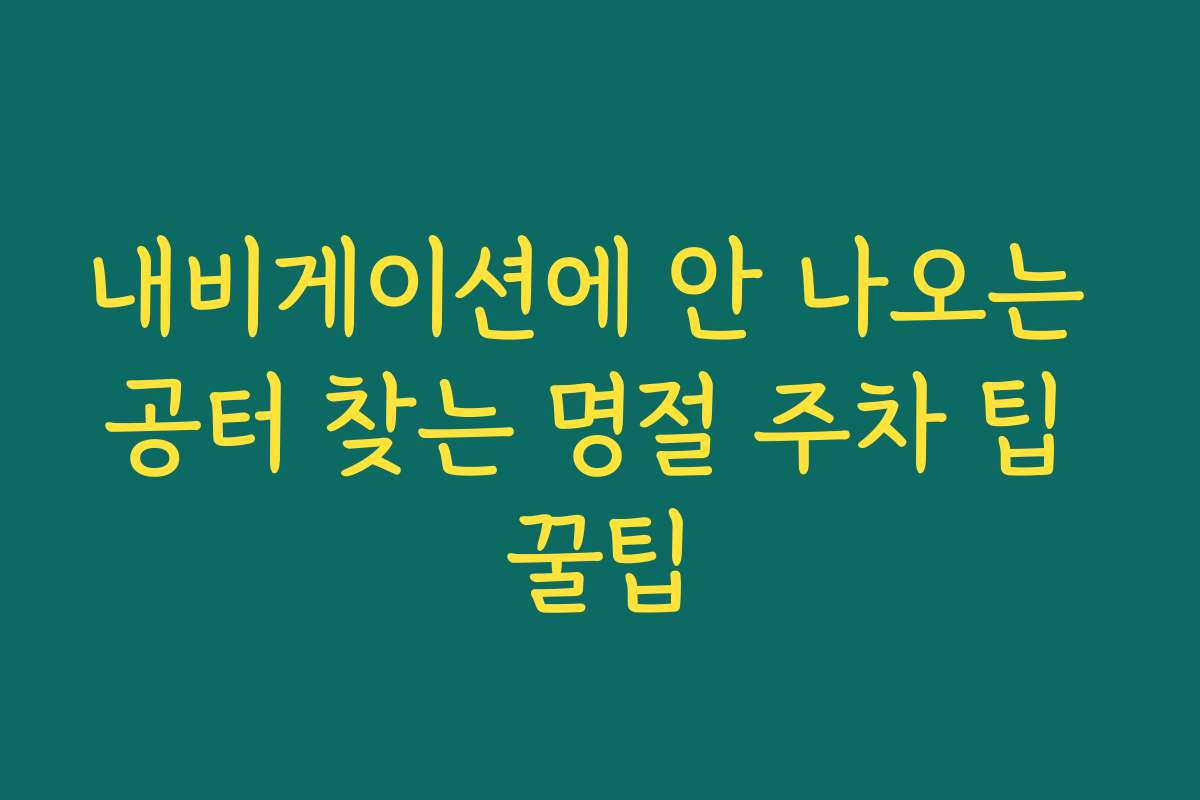 내비게이션에 안 나오는 공터 찾는 명절 주차 팁 꿀팁