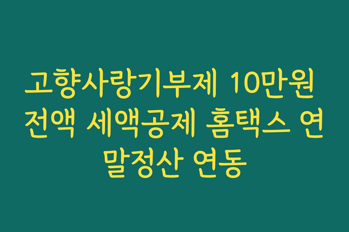 고향사랑기부제 10만원 전액 세액공제 홈택스 연말정산 연동