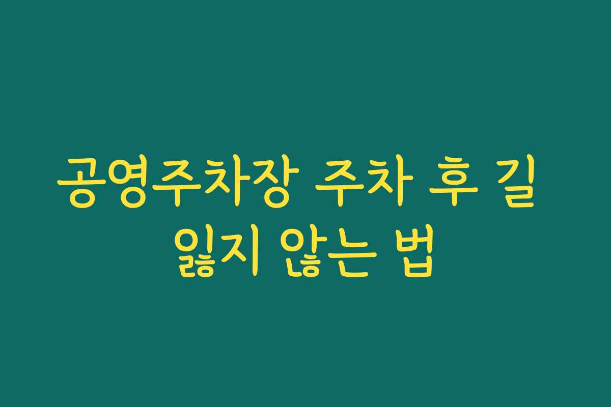 공영주차장 주차 후 길 잃지 않는 법