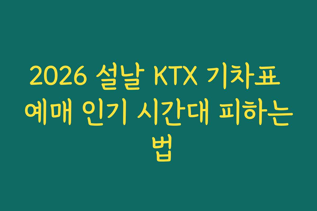2026 설날 KTX 기차표 예매 인기 시간대 피하는 법
