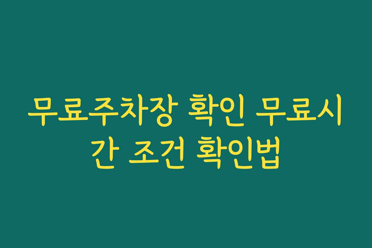 무료주차장 확인 무료시간 조건 확인법