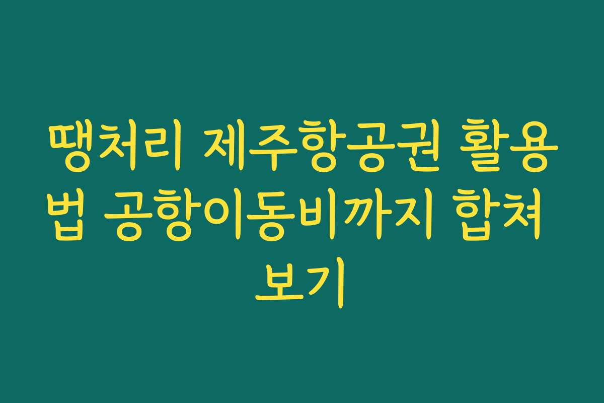 땡처리 제주항공권 활용법 공항이동비까지 합쳐 보기