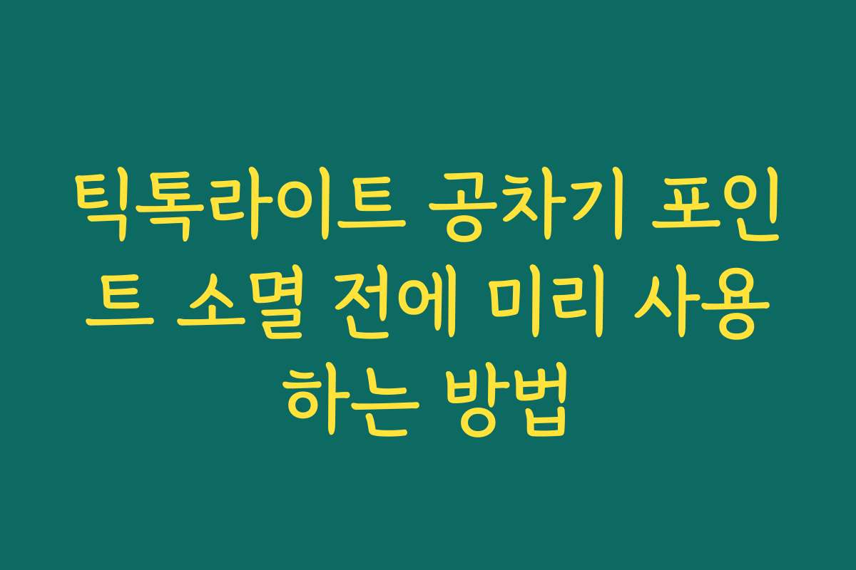 틱톡라이트 공차기 포인트 소멸 전에 미리 사용하는 방법