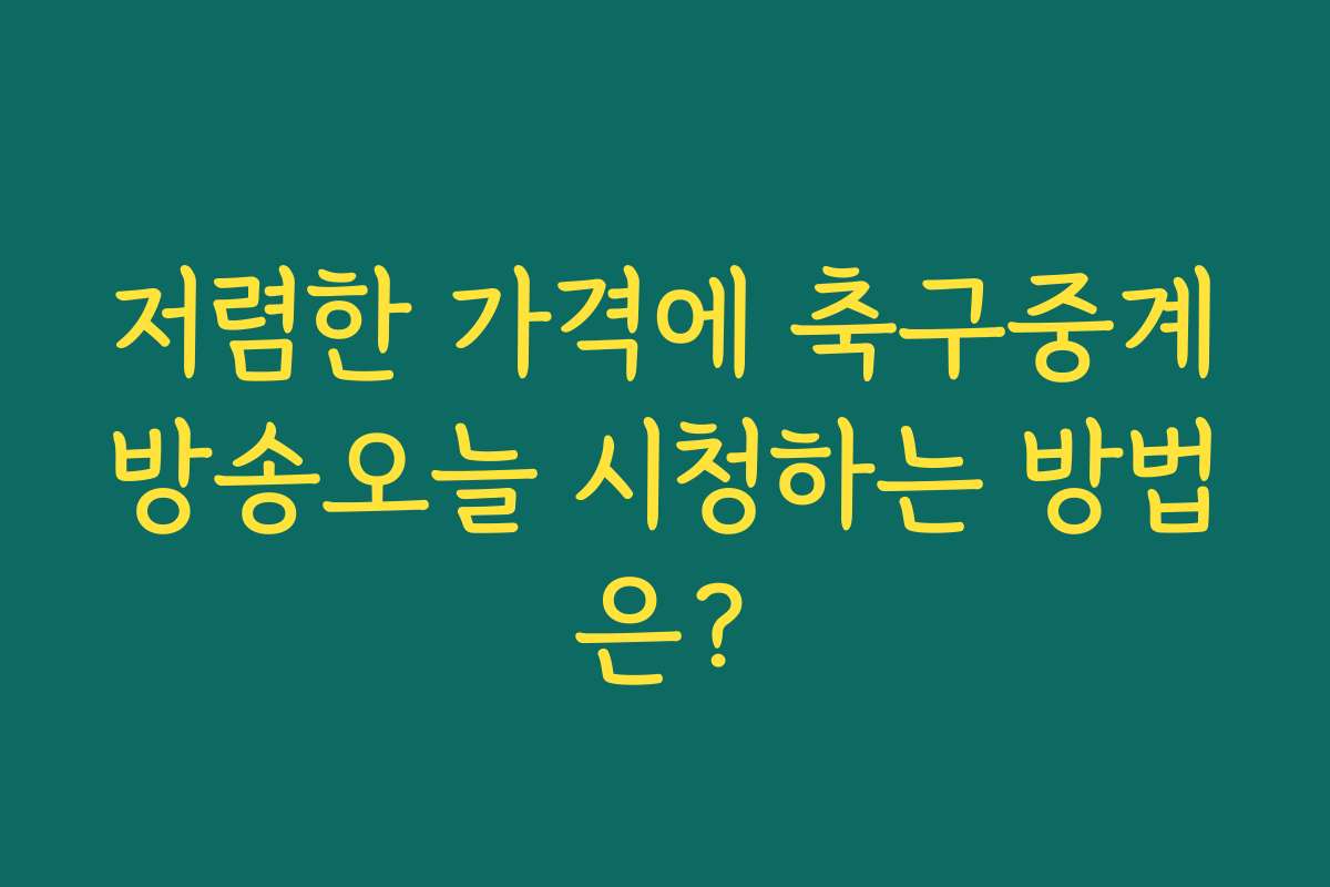 저렴한 가격에 축구중계방송오늘 시청하는 방법은?