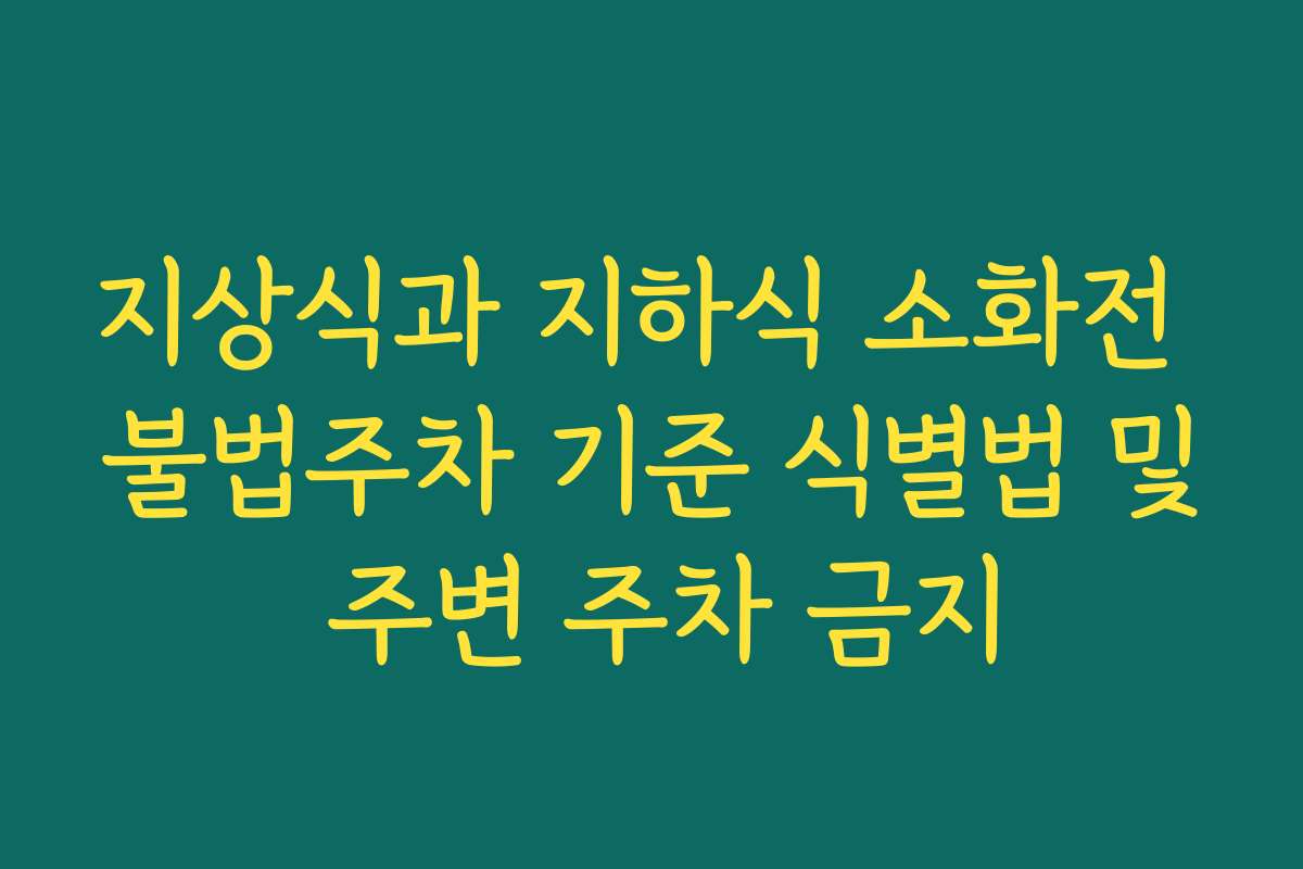 지상식과 지하식 소화전 불법주차 기준 식별법 및 주변 주차 금지