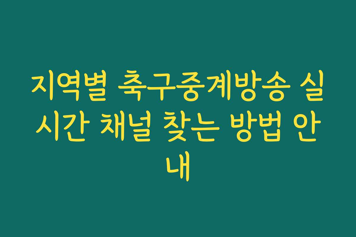 지역별 축구중계방송 실시간 채널 찾는 방법 안내