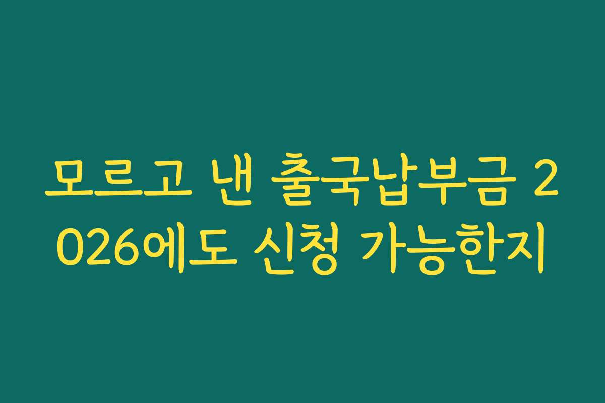 모르고 낸 출국납부금 2026에도 신청 가능한지