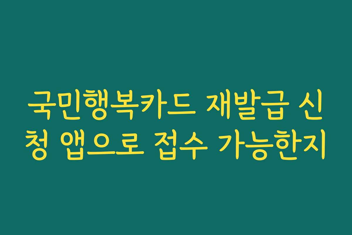 국민행복카드 재발급 신청 앱으로 접수 가능한지