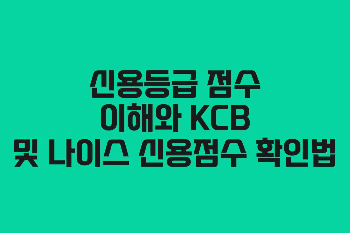 신용등급 점수 이해와 KCB 및 나이스 신용점수 확인법