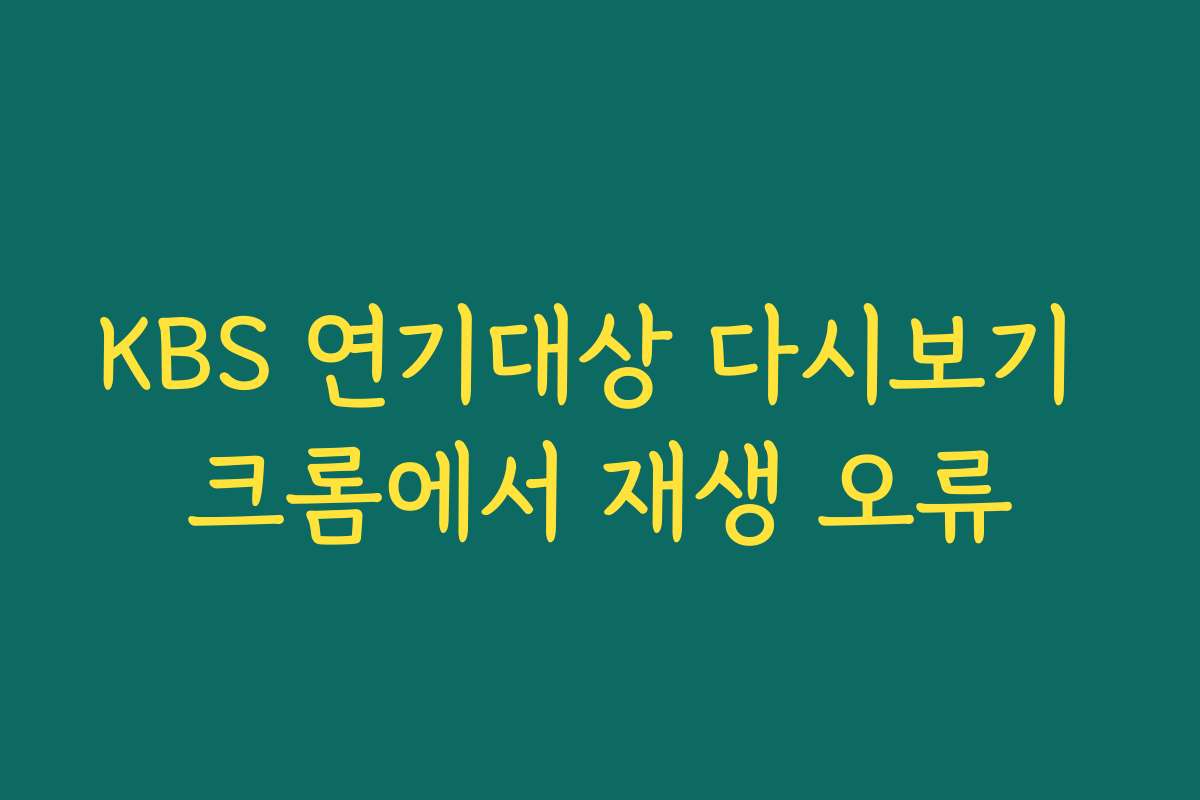 KBS 연기대상 다시보기 크롬에서 재생 오류